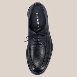 Tumbled Calf Leather Derby Shoe - Black