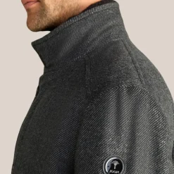 Twill Pattern High-Collar Jacket - Dark Grey