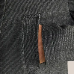 Twill Pattern High-Collar Jacket - Dark Grey