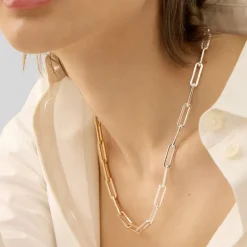 Two-Tone Paperclip Necklace - Gold/Silver