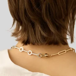 Two-Tone Paperclip Necklace - Gold/Silver