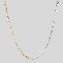 Two-Tone Paperclip Necklace - Gold/Silver