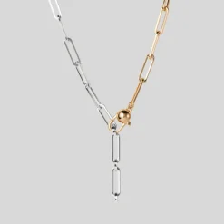 Two-Tone Paperclip Necklace - Gold/Silver