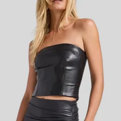 Vegan Leather Bustier - Black
