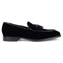 Velvet Tassel Loafer - Black