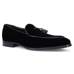 Velvet Tassel Loafer - Black