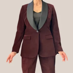 Velvet Tuxedo Jacket - Burgundy