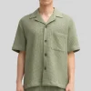 Waffle Pique Cuban Collar Shirt - Olive