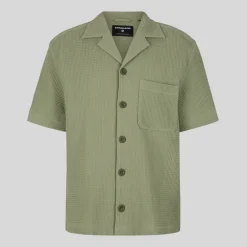 Waffle Pique Cuban Collar Shirt - Olive