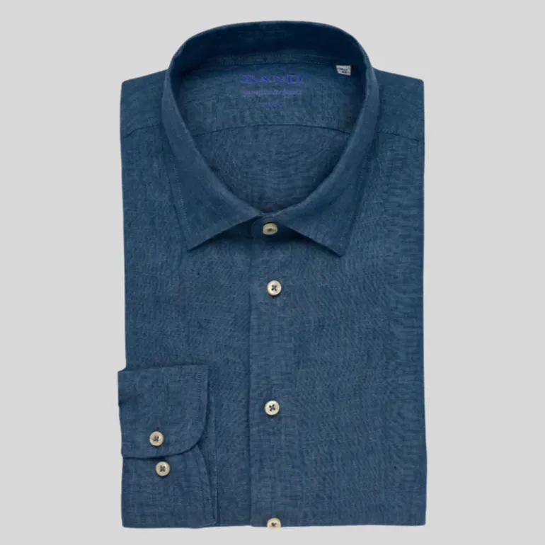 Washed Linen Shirt - Blue