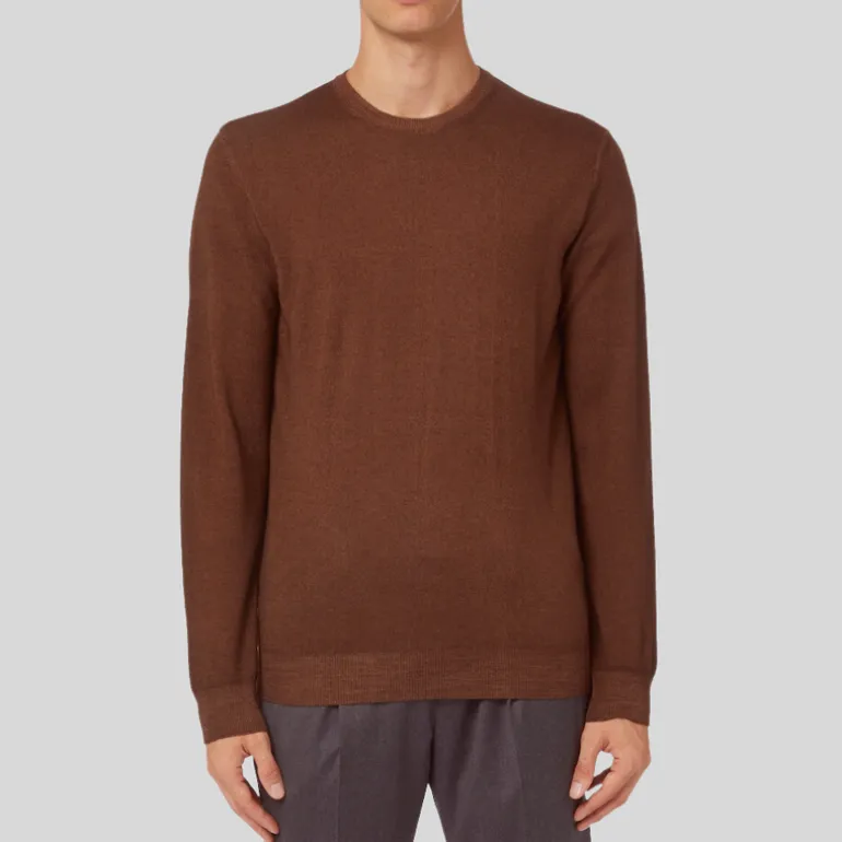 Washed Merino Crew Knit Sweater - Rust