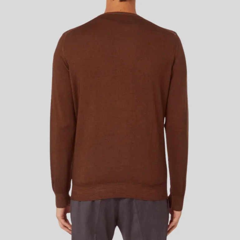 Washed Merino Crew Knit Sweater - Rust