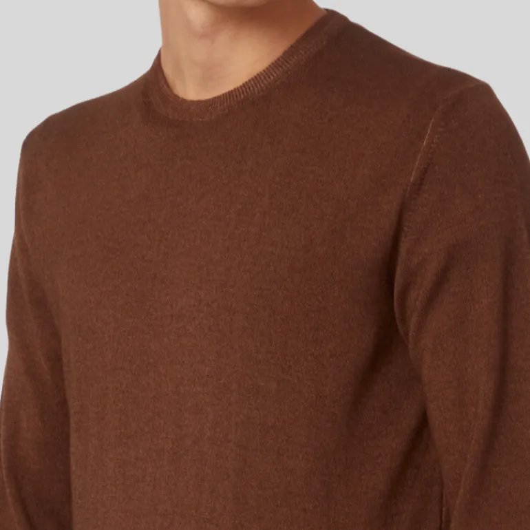 Washed Merino Crew Knit Sweater - Rust