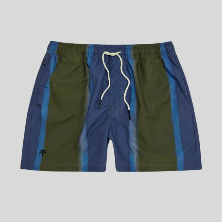 Wide Stripe Swim Shorts - Blue/Army