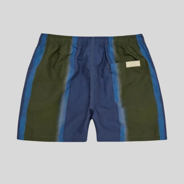 Wide Stripe Swim Shorts - Blue/Army
