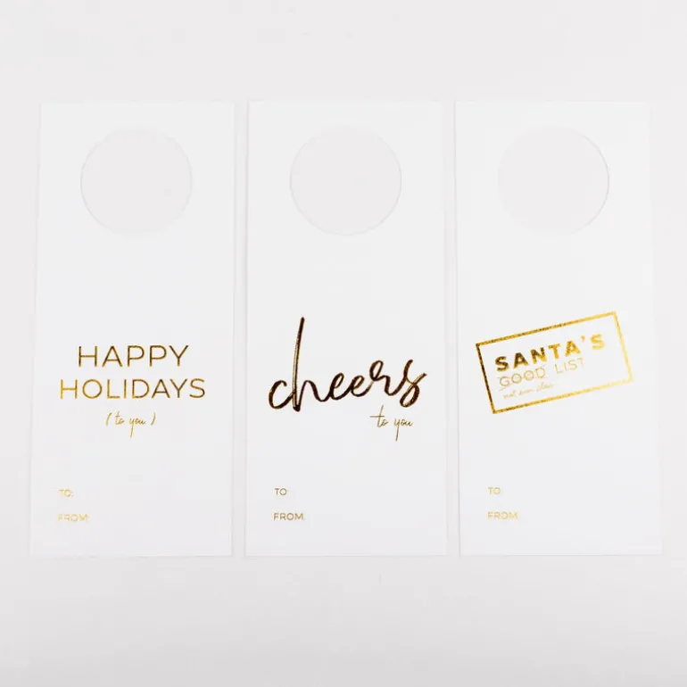 Wine Bottle Gold Foil Neck Tag - Mix Set of 3