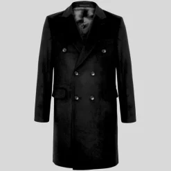 Wool / Cashmere Double Breasted Topcoat - Black