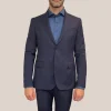 Wool Blazer with Pick Stitching - Navy