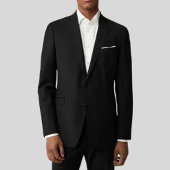 Wool Stretch Blend Blazer - Black
