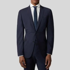 Wool Stretch Blend Blazer - Navy