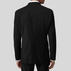 Wool Stretch Blend Blazer - Black