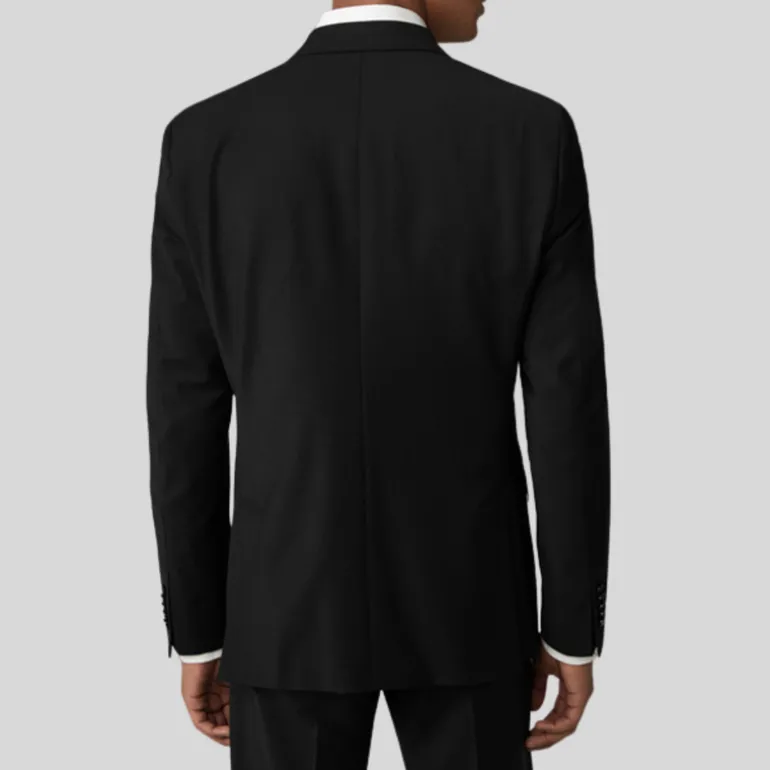 Wool Stretch Blend Blazer - Black