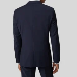 Wool Stretch Blend Blazer - Navy
