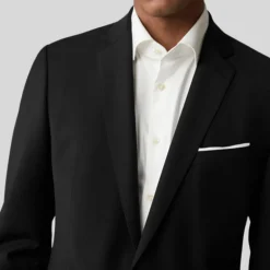 Wool Stretch Blend Blazer - Black