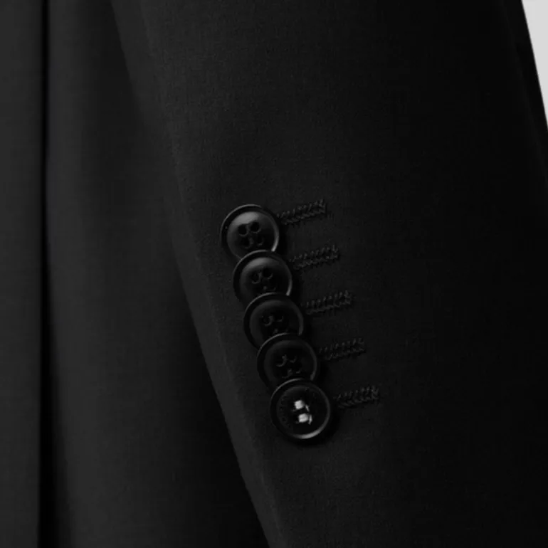 Wool Stretch Blend Blazer - Black
