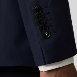 Wool Stretch Blend Blazer - Navy