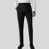 Wool Stretch Blend Slim Fit Dress Pant - Black