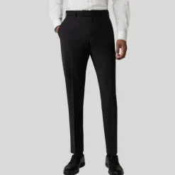 Wool Stretch Blend Slim Fit Dress Pant - Black