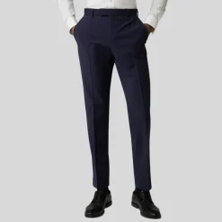 Wool Stretch Blend Slim Fit Dress Pant - Navy