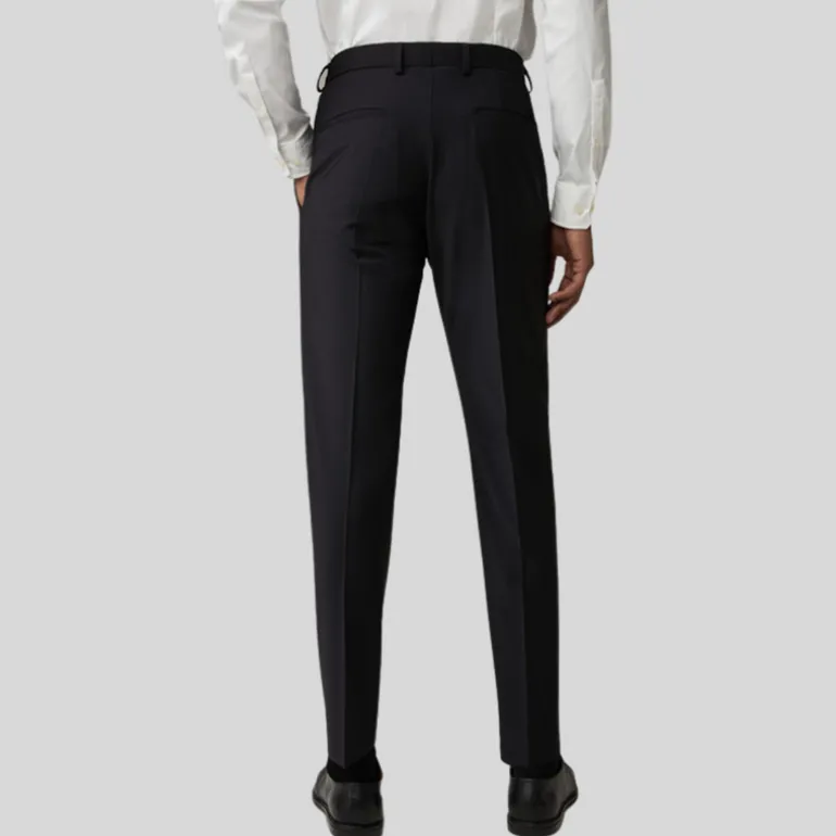 Wool Stretch Blend Slim Fit Dress Pant - Black