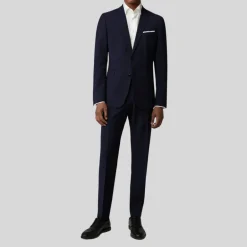 Wool Stretch Blend Slim Fit Dress Pant - Navy