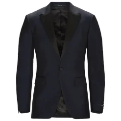 Wool/Mohair Peak Lapel Tuxedo Jacket - Navy
