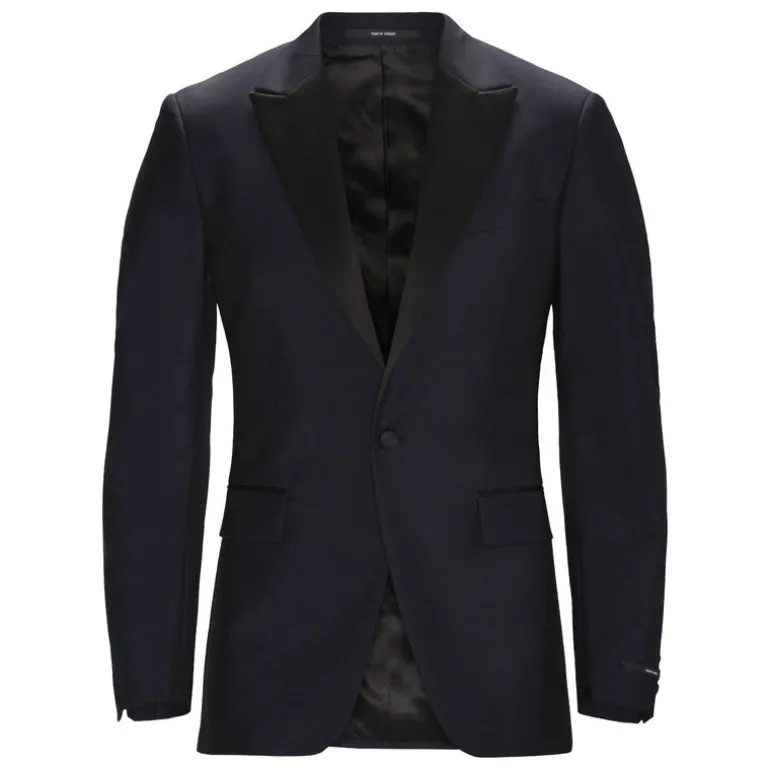 Wool/Mohair Peak Lapel Tuxedo Jacket - Navy