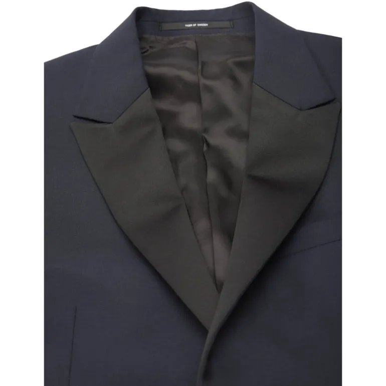 Wool/Mohair Peak Lapel Tuxedo Jacket - Navy